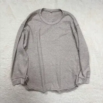 유니클로 와플 크루넥T 캐주얼 무지 면 혼방 가을/겨울 심플 라프