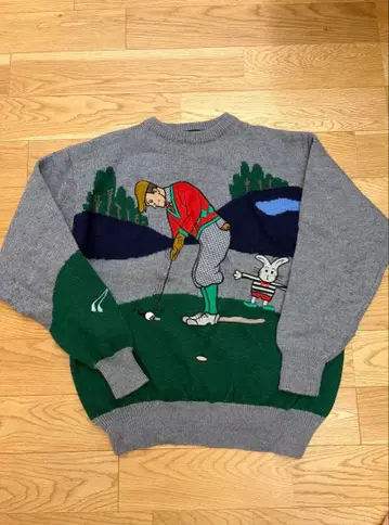 LOCH LEVEN 골프 패턴 빈티지 니트