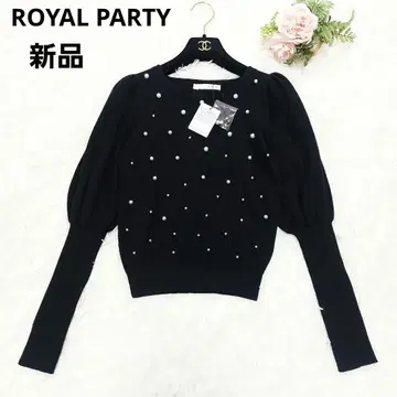 새상품 ROYAL PARTY 로얄 파티 펄 퍼프 슬리브 니트