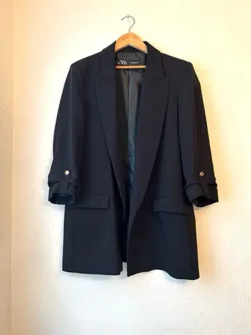 ZARA 테일러드 자켓 롤업 소매 블랙 L
