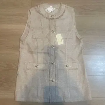 새상품 슬리브리스 베스트 트위드풍