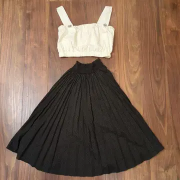 snidel 스나이델 화이트 x 블랙 레이스 비쥬 셋업