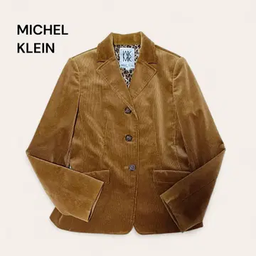 MICHEL KLEIN 테일러드 자켓 코듀로이 카멜 광택감