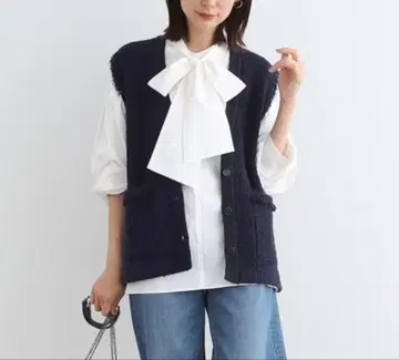 INDIVI 트위드 베스트 니트 택 포함 미사용 새상품 13호