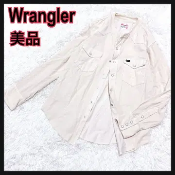 랭글러 코듀로이 긴팔 노카라 셔츠 아이보리 버튼 실버