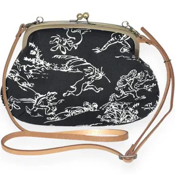 WABISUKE 앤티크 가마구치 미니백 조수기화 블랙