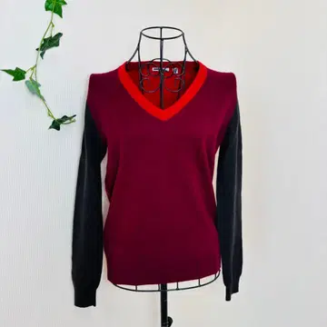 UNIQLO 캐시미어 100% V넥 스웨터 M 레드