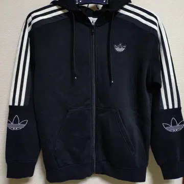 adidas 풀 집업 후드티 블랙