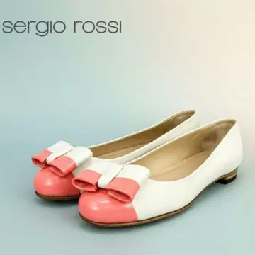 세르지오 로시 리본 플랫슈즈 핑크 베이지 35 23