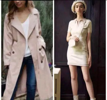 베이지 트렌치코트 에이미 폴로 니트 원피스