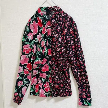 데시구알 블라우스 꽃무늬 블랙 핑크 셔츠