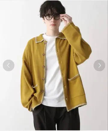 핸드 스티치 셔츠 가디건