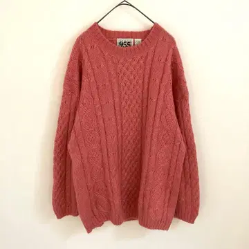 90s 아란 니트 케이블 스웨터 모헤어 소재 레어 컬러 빈티지