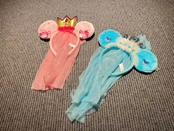 디즈니 베일 포함 티아라 프린세스 머리띠 스카이블루 & 핑크