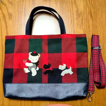 familiar 가을 한정판 체크 무늬 토트백