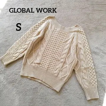 [글로벌 워크] 케이블 짜임 니트 (S) 베이지 심플 스웨터