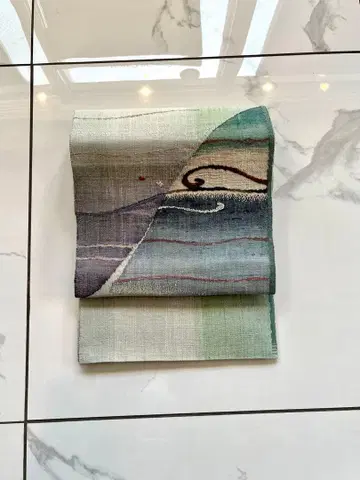 착용품 산에 바람 무늬? 수기 직조 8촌 나고야 오비(약 24cm)