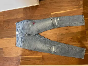 Reroom 데미지 가공 슬림핏 데님