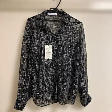 미사용 ZARA 도트 무늬 시스루 셔츠 M
