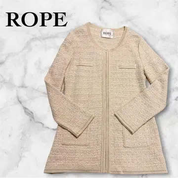 ROPE 긴팔 가디건 니트 자켓 트위드 베이지 골드 M