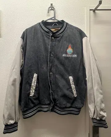 바시티 자켓 그레이 블랙