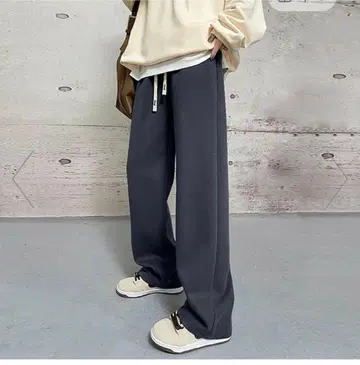 여성용 스웨트 팬츠 한국 스타일 차콜 M