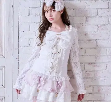 LIZLISA 레이스 니트 소트 상의 화이트