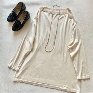 거의 새상품 IENA 하이 게이지 코튼 보트넥 롱 니트 풀오버