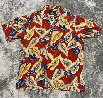 80s~90s 하와이산 알로하 셔츠 레이온 파인애플 주스