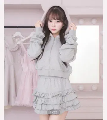 pium 피움 후드 퍼 후드티 셋업 그레이