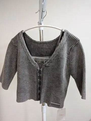 그레이 반팔 니트 세트