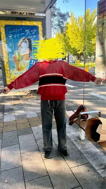 C.P. COMPANY 스트라이프 니트 스웨터 레드