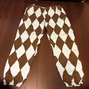 BoTT 브라운 화이트 다이아몬드 패턴 스웨트 팬츠 XL