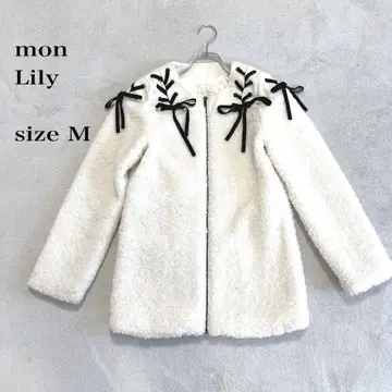 mon Lily 보아 자켓 사이즈 M 어깨 리본 화이트 풀 집업