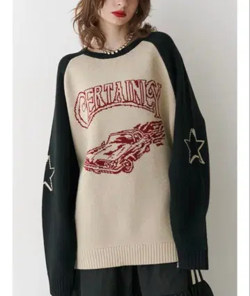 jouetie 그런지 래글런 루즈 니트