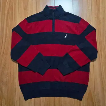 NAUTICA 노티카 하프 지퍼 보더 무늬 아메카지 구제 의류 빨간색