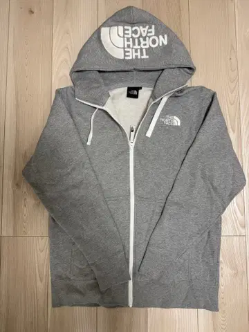 THE NORTH FACE NT61955 로고 자수 지퍼 후드티 그레이