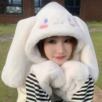 산리오 시나몬 롤 모카 카푸치노 3WAY 후드 부착 장갑 머플러