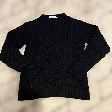 BEAMS 남성용 케이블 니트 울 니트 블랙 size S