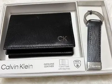 캘빈 클라인 천연 가죽 카드 케이스 키링 포함