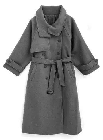 GRL 그레일 페이크 울 트렌치코트[ze843] 차콜 그레이