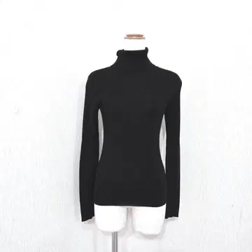 루시안 블랙 리브 터틀넥 니트 (M) 일본제 심플 노옴코어