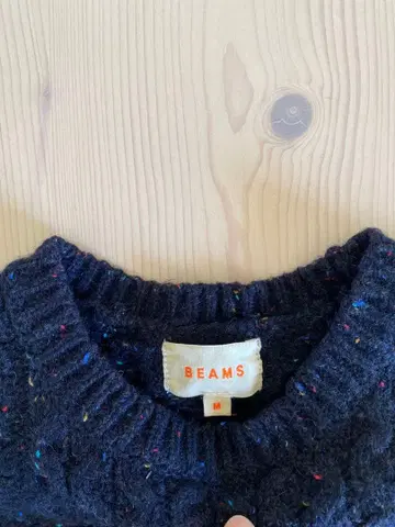 BEAMS 케이블 스웨터 울 네이비 M 네프