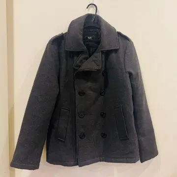 BEAMS HEART 그레이 더블 브레스트 피 코트 M