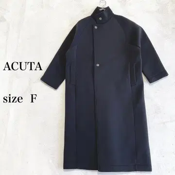 ACUTA 블랙 롱 코트 스탠드 칼라 사이즈 F