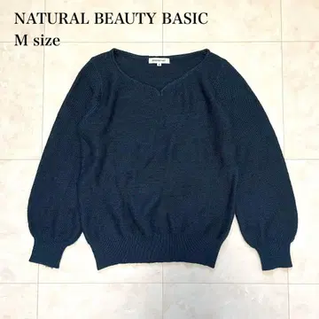 내추럴 뷰티 베이직 V넥 니트 M 라메 믹스 성숙 캐주얼