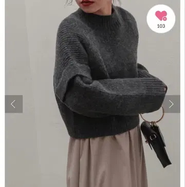 소매 디자인 니트 그레이 숏 니트