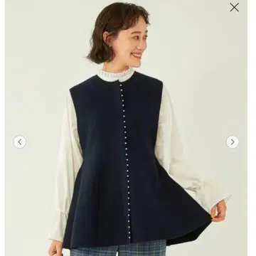 [미사용] 유나이티드 애로우즈 모조 진주 페플럼 베스트