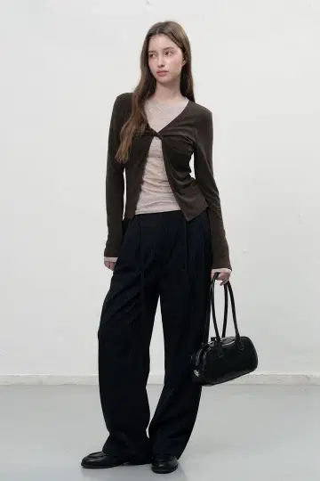 GENERAL IDEA 벨트 2턱 와이드 슬랙스 [DEEP NAVY]