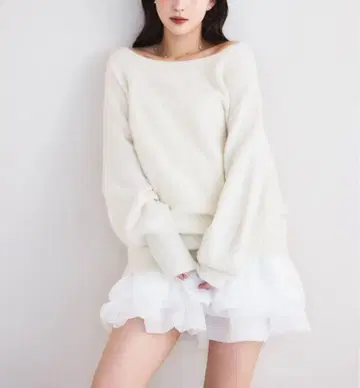 에이미 이스트 월 폭스 캐시미어 화이트 풀오버 니트